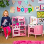 boppi® Wooden Toy Kitchen with 19 Piece Accessories Set - Pink