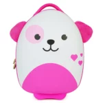 Boppi Tiny Trekker Kids Luggage Travel Suitcase Carry On Cabin Bag Holiday Pull Along Trolley Lightweight Wheeled Holdall 17 Litre Hand Case - Pink Dog
