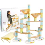 boppi Marble Run Eco-Friendly 138 Piece Wooden Bamboo Maze for Kids with 24 Marbles - Construction STEM Toy for Boys and Girls Aged 3 Years Plus - Jumbo Pack