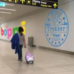 Boppi Tiny Trekker Kids Luggage Travel Suitcase Carry On Cabin Bag Holiday Pull Along Trolley Lightweight Wheeled Holdall 17 Litre Hand Case - Purple Cat
