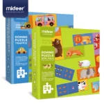 Mideer Dominoes Puzzles Game with 24 Large Extra Thick Rectangular Double-Sided Domino Tile Pieces Number and Image Match Up Deck for Kids 3 + Years – Zoo Pals