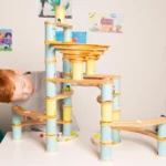 boppi Marble Run Eco-Friendly 138 Piece Wooden Bamboo Maze for Kids with 24 Marbles - Construction STEM Toy for Boys and Girls Aged 3 Years Plus - Jumbo Pack