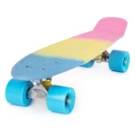 Land Surfer Cruiser Skateboard | Retro 22 Inch Skateboard for Kids & Adults | Penny Board with Carry Bag by Bopster | 3-Tone Pastel Board + Blue Wheels
