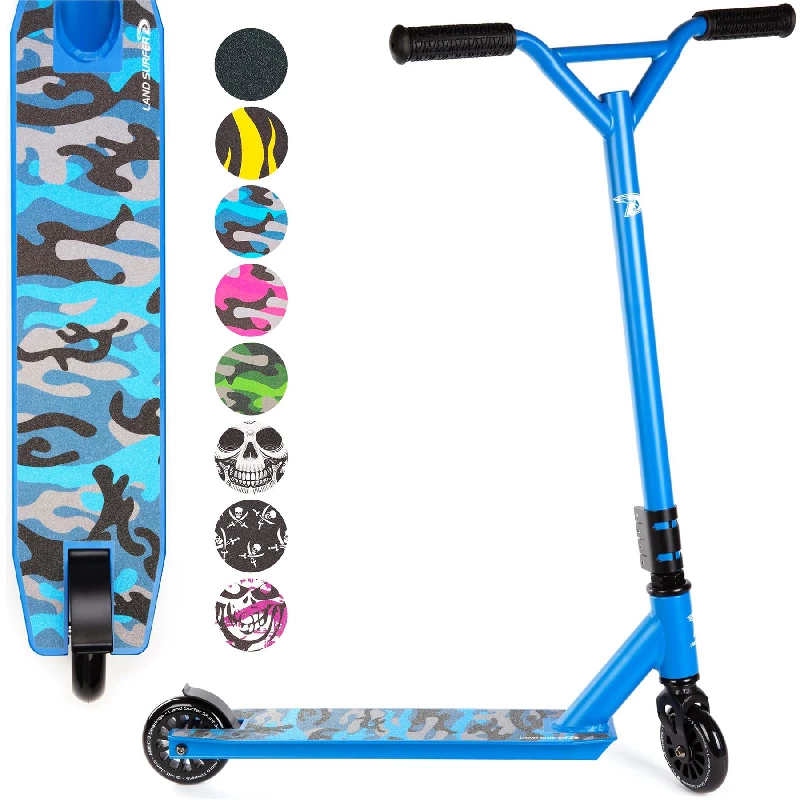 Land Surfer Kids Stunt Scooter | Scooter for Kids 8-12+ Teenagers | Boys/Girls Two Wheel 360 Pro Stunts | Blue Camo