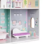 boppi Wooden Dolls House with 8 Furniture Play Accessories