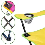 just be...…® Folding Camping Chair - Yellow with Green Trim