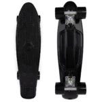 Land Surfer Cruiser Skateboard | Retro 22 Inch Skateboard for Kids & Adults | Penny Board with Carry Bag by Bopster | Black Board + Solid Black Wheels