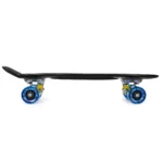 Land Surfer Cruiser Skateboard | Retro 22 Inch Skateboard for Kids & Adults | Penny Board with Carry Bag by Bopster | Black Board + Transparent Blue Wheels