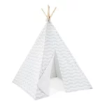 boppi® Teepee Play Tent Large Outdoor and Indoor Kids Portable Wooden Canvas Indian Wigwam Childrens Playhouse Girls Boys (Grey & White)