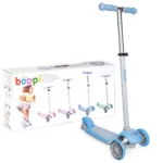 boppi 3-Wheel Kids Toddler Push Scooter | 2 Front Wheels, Ideal for Girls and Boys Aged 3 - 8 Years Old | Blue