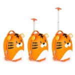 Boppi Tiny Trekker Kids Luggage Travel Suitcase Carry On Cabin Bag Holiday Pull Along Trolley Lightweight Wheeled Holdall 17 Litre Hand Case - Tiger