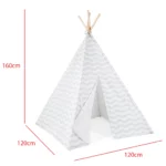 boppi® Teepee Play Tent Large Outdoor and Indoor Kids Portable Wooden Canvas Indian Wigwam Childrens Playhouse Girls Boys (Grey & White)