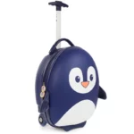 Boppi Tiny Trekker Kids Luggage Travel Suitcase Carry On Cabin Bag Holiday Pull Along Trolley Lightweight Wheeled Holdall 17 Litre Hand Case - Penguin Blue