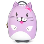 Boppi Tiny Trekker Kids Luggage Travel Suitcase Carry On Cabin Bag Holiday Pull Along Trolley Lightweight Wheeled Holdall 17 Litre Hand Case - Purple Cat