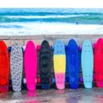 Land Surfer Cruiser Skateboard | Retro 22 Inch Skateboard for Kids & Adults | Penny Board with Carry Bag by Bopster | Black Board + Solid Black Wheels