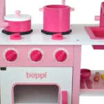 boppi® Wooden Toy Kitchen with 19 Piece Accessories Set - Pink