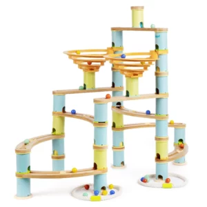 boppi Marble Run Eco-Friendly 138 Piece Wooden Bamboo Maze for Kids with 24 Marbles – Construction STEM Toy for Boys and Girls Aged 3 Years Plus – Jumbo Pack