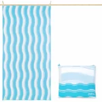 just be... Microfibre Wave Beach Travel Towel - Blue Large 160 x 80cm