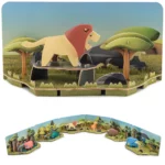 HALFTOYS HA001 Collectibles Magnetic Animals Play Sets, 3D Jigsaw Puzzle Blocks, STEM Educational Take Apart Toys Gift for Toddler & Kids 3+ Years (Lion)