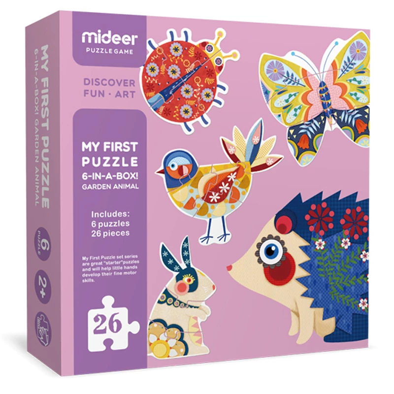 Mideer My First Puzzle Toddler Jigsaw for Children with Large Extra Thick Pieces for Kids Illustrated Animal Shapes 2 3 + Years – Garden Animals
