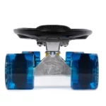 Land Surfer Cruiser Skateboard | Retro 22 Inch Skateboard for Kids & Adults | Penny Board with Carry Bag by Bopster | Black Board + Transparent Blue Wheels