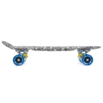 Land Surfer Cruiser Skateboard | Retro 22 Inch Skateboard for Kids & Adults | Penny Board with Carry Bag by Bopster | Skull Board + Clear Blue Wheels