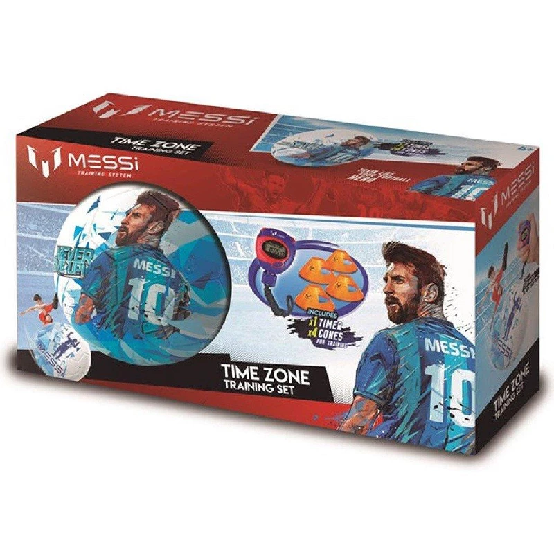 Football Messi Training Time Zone Set w/Stopwatch Soccer Challenge for Kids