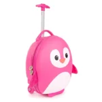 Boppi Tiny Trekker Kids Luggage Travel Suitcase Carry On Cabin Bag Holiday Pull Along Trolley Lightweight Wheeled Holdall 17 Litre Hand Case - Pink Penguin