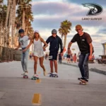 Land Surfer Cruiser Skateboard | Retro 22 Inch Skateboard for Kids & Adults | Penny Board with Carry Bag by Bopster | Black Board + Transparent Blue Wheels