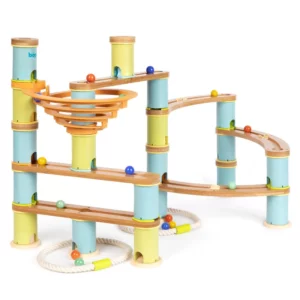 boppi Marble Run Eco-Friendly 89 Piece Wooden Bamboo Maze for Kids with 16 Marbles - Construction STEM Toy for Boys and Girls Aged 3 Years Plus - Advanced Pack