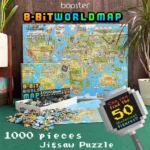 bopster 8-bit World Map Pixel Jigsaw Puzzle 1000pcs