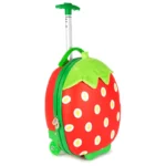 Boppi Tiny Trekker Kids Luggage Travel Suitcase Carry On Cabin Bag Holiday Pull Along Trolley Lightweight Wheeled Holdall 17 Litre Hand Case - Strawberry