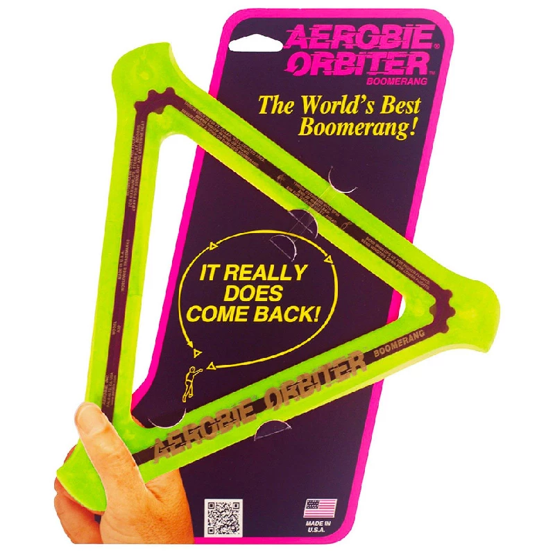 Aerobie Orbiter Boomerang Frisbee Disc Throwing Toy Beach Park Neon Green New