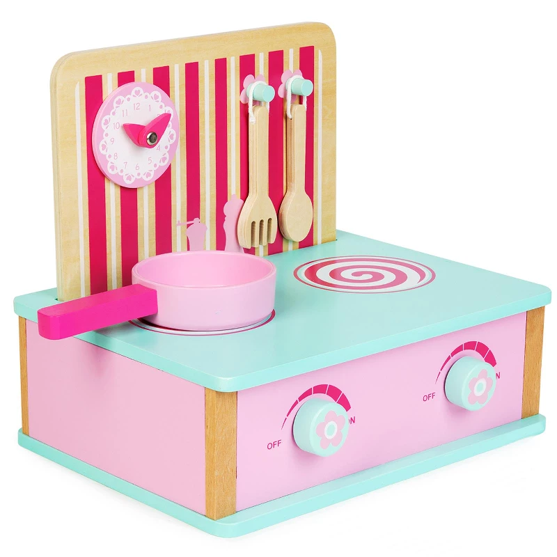 boppi Wooden Tabletop Kids Toy Kitchen Pretend Play Cooker Counter Hob | Cooking Utensil & Saucepan Toys & Accessories for Children 3 Years and Up