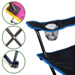 just be...…® Folding Camping Chair - Black with Blue Trim