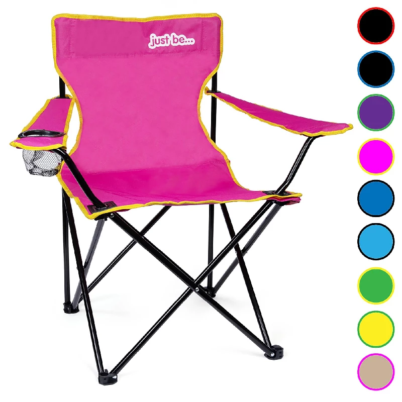 just be… Camping Chair Dark Pink with Yellow Trim