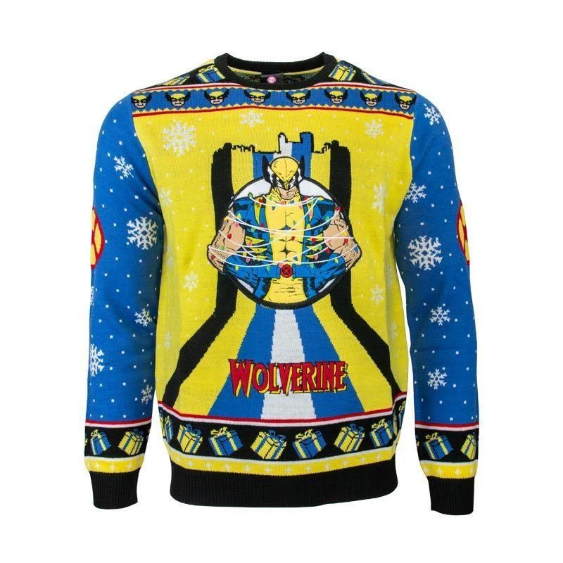 Official X-Men Wolverine Christmas Jumpers for Men Or Women – Ugly Novelty Gifts Xmas Jumper – Marvel Comics Unisex Knitted Sweater Design