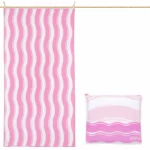 just be... Microfibre Wave Beach Travel Towel - Pink Large 160 x 80cm