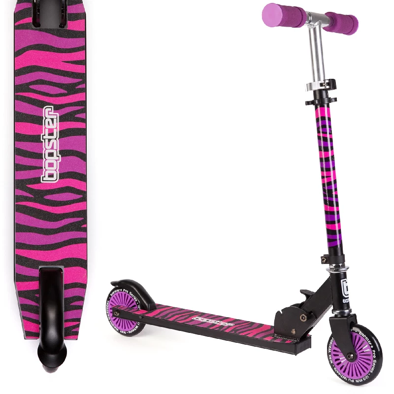 bopster 2 Wheeled Folding Scooter – Purple Zebra Stripes