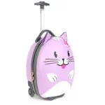 Boppi Tiny Trekker Kids Luggage Travel Suitcase Carry On Cabin Bag Holiday Pull Along Trolley Lightweight Wheeled Holdall 17 Litre Hand Case - Purple Cat