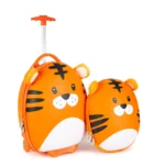 Boppi Tiny Trekker Kids Luggage Travel Suitcase Carry On Cabin Bag Holiday Pull Along Trolley Lightweight Wheeled Holdall 17 Litre Hand Case - Tiger