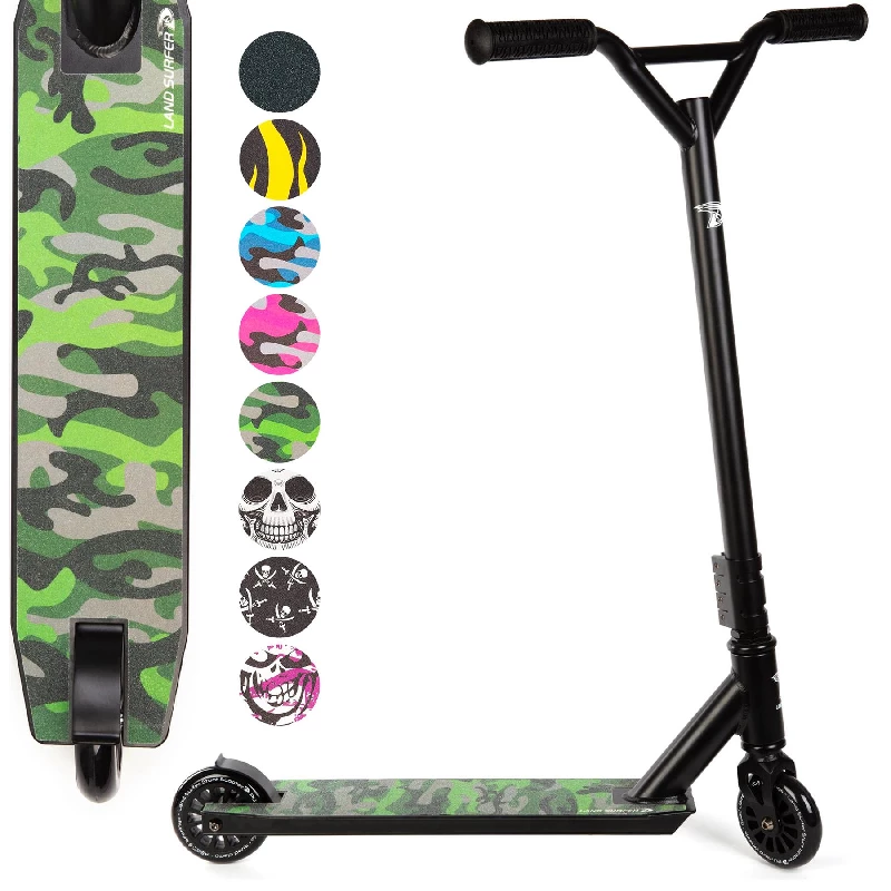 Land Surfer Kids Stunt Scooter | Scooter for Kids 8-12+ Teenagers | Boys/Girls Two Wheel 360 Pro Stunts | Camouflage Green
