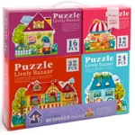 Mideer Jigsaw Puzzle Pack 4 in 1 Kids Carry Along Set 12 16 24 32 Pcs Extra Thick Beginner Pieces with Illustrated Painted Animals - Lively Bazaar