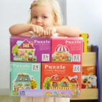 Mideer Jigsaw Puzzle Pack 4 in 1 Kids Carry Along Set 12 16 24 32 Pcs Extra Thick Beginner Pieces with Illustrated Painted Animals - Lively Bazaar