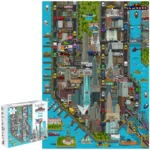 bopster 8-bit New York Pixel Jigsaw Puzzle 1000 Pieces for Kids Teens and Adults 70 x 50cm Level 3