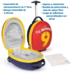 boppi Tiny Trekker Kids Cabin Suitcase - Personalised Football Shaped Kids Carry On Suitcase with Letter Stickers Set - Children's Luggage with Wheels Holdall Small Cabin Bag | Spain