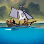 PLAYMOBIL 70412 Pirates Small Floating Pirate Ship with Raft