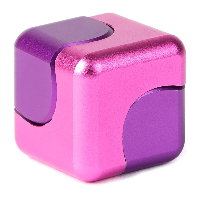 bopster Fidget Cube Spinner Hand Toy 360 Speed Finger Focus 6 Sided Metallic 9 Ball Bearing 2 Colour Adult Kids Anti Stress Anxiety Toy Pink and Purple