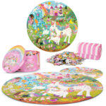 boppi Unicorn Round Jigsaw Puzzle with 100% Recycled Card Magical Fairy's Enchanting Scenes 150 Pieces for Children 5 6 7 8 Years 58cm Diameter