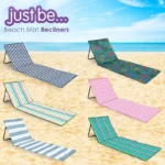 just be... Beach Mat Recliner with Pocket - B2016-DG - Grey Stripes